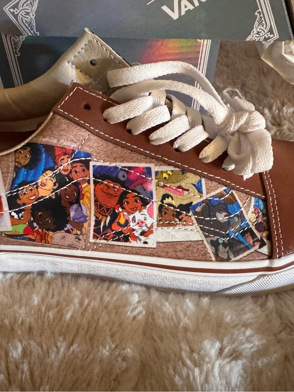 Vans Women’s Brown, White & Multicolor Character Graphic Low-Top Sneakers